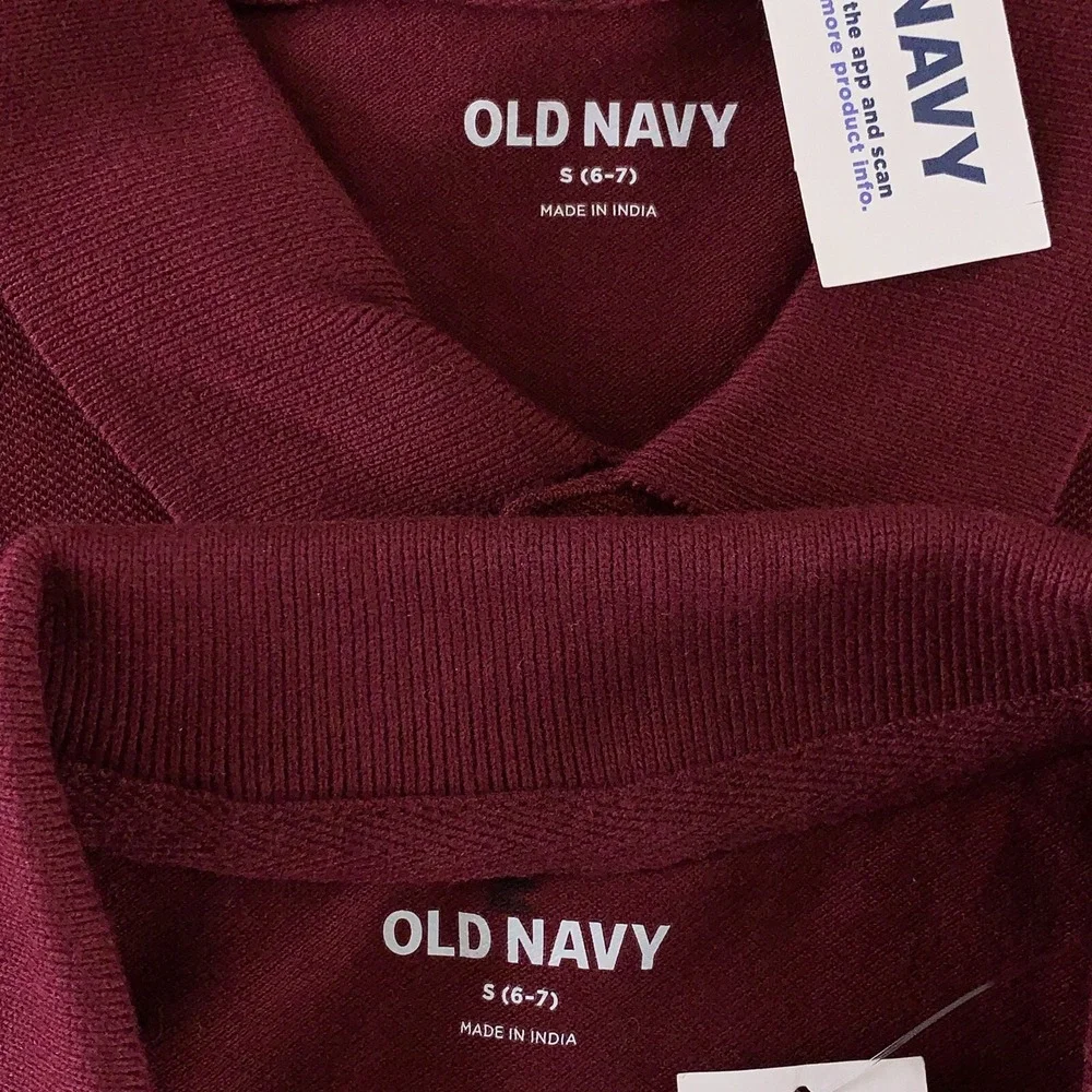 Old Navy Boys Small 6-7 Cranberry School Uniform Pique Polo Shirt 2 Pack NWT